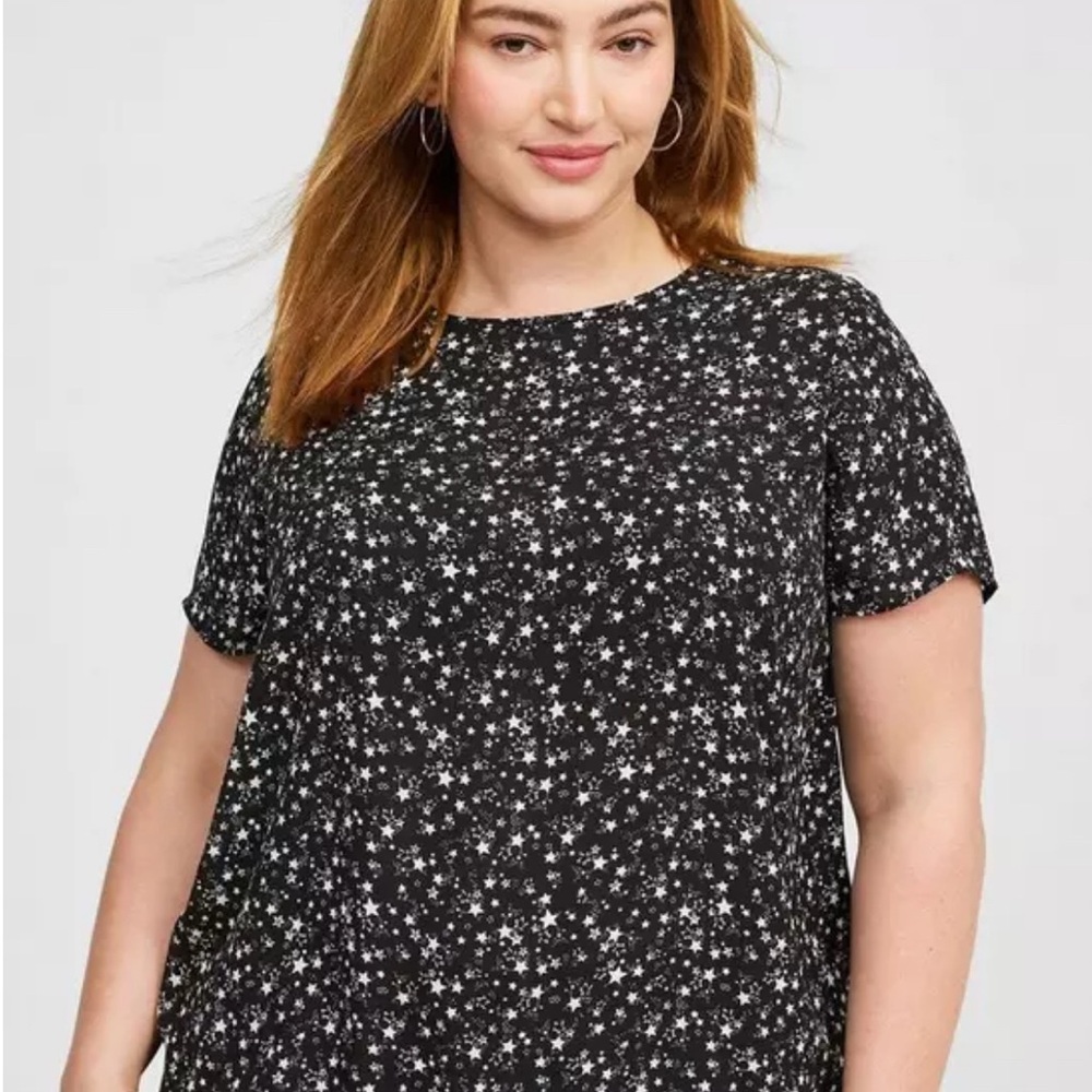 Torrid Black and White Star Print Blouse